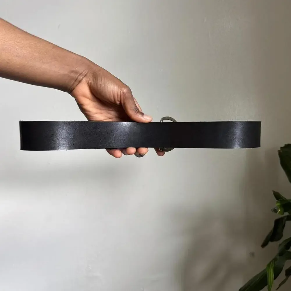 Vintage grunge Black belt with silver‎ buckle